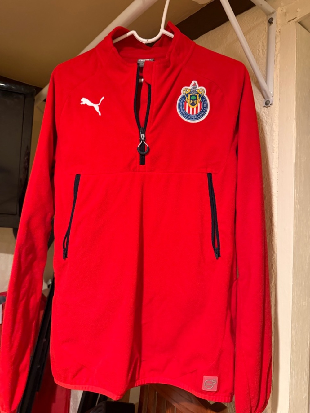 Puma Red Fleece Pullover with Club Deportivo Guadalajara Crest